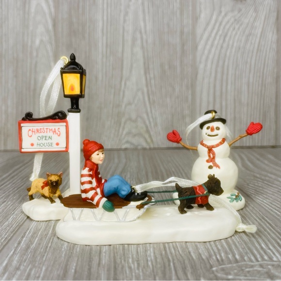 Victorian Christmas Memories Boy on Sled, Snowman, Lamppost Hallmark Ornament 01 - Picture 6 of 15